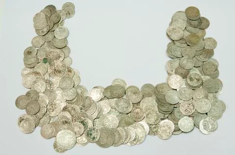 Ancient coins of different metals Stock Photos