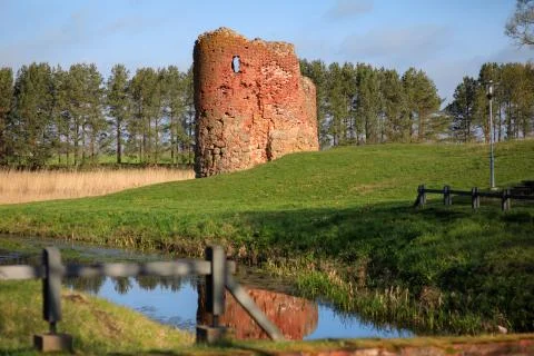 Ancient collapsed watermill tower Stock Photos