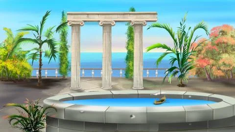 Ancient Colonnade Illustration Stock Illustration