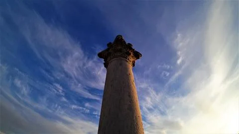 Ancient column on the background of clear sky Stock Photos