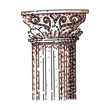 Ancient column capital showcasing classical greek roman architecture Ilustración de archivo