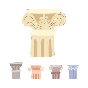 Ancient column capitals architecture elements vector illustration Stockillustratie