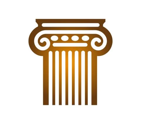 Ancient column head in gold. Ionic column Stock Illustration