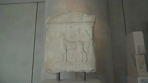 An ancient  column with a horse on it Stock Footage 145752960
