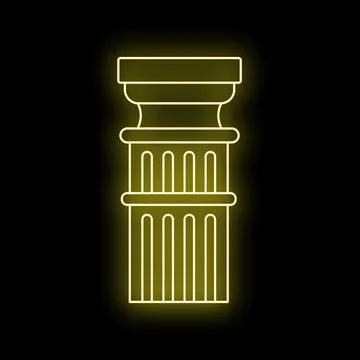 Ancient column pillar glowing outline on black background 스톡 일러스트