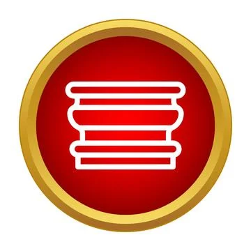 Ancient column pillar icon in red circle gold frame Stock Illustration