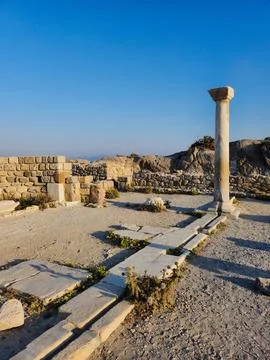 Ancient Column at Sunset Stock Photos