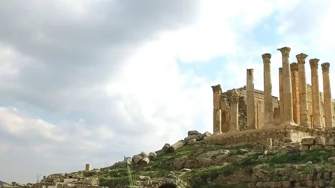 Ancient columns of an ancient Roman temple. Stock Footage 76636251