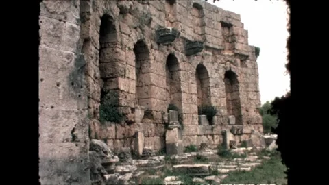Ancient Columns and Tourists Stock Footage 278040143