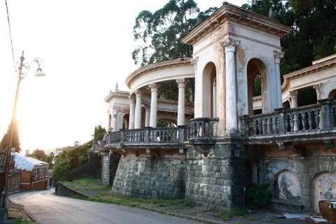 Ancient columns with architecture building Stock Photos