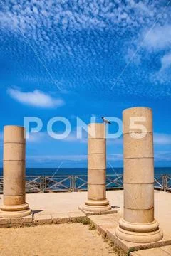 Ancient columns in Caesarea, Israel Ancient columns from the Roman ...