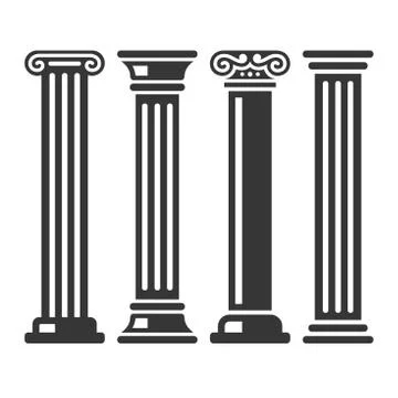 Ancient Columns Icon Set. Vector 库存插图