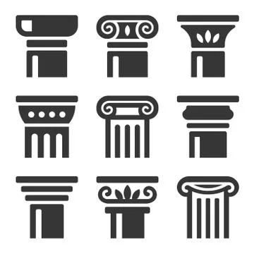 Ancient Columns Icon Set. Vector 스톡 일러스트
