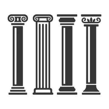Ancient Columns Icon Set. Vector Stock Illustration