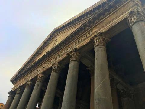 Ancient columns of The Pantheon Stock Photos
