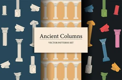 Ancient columns seamless pattern. Repeating design element for printing on Stock Illustration
