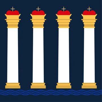 Ancient columns seamless pattern. Set of silhouettes of classic vintage capit Illustrazione stock