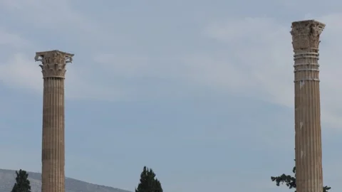 Ancient Columns of the Temple of Olympian Zeus in Athens, Greece, with a Stock Footage 341298220