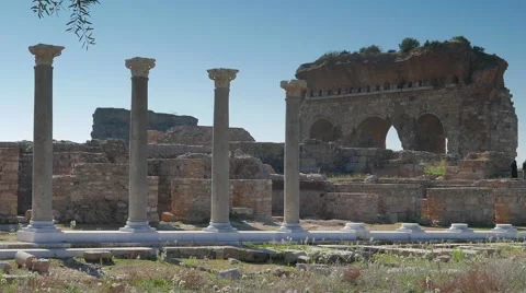 Ancient columns of Tralleys, Aydin, Turkey. 4k Stock Footage 61209076