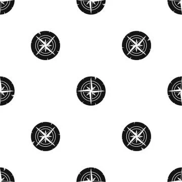 Ancient compass pattern seamless black Illustrazione stock