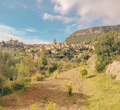 Ancient constructions in a small Catalan town in Mallorca Stock Photos