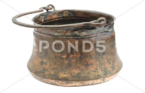 Ancient copper cauldron Stock Photos