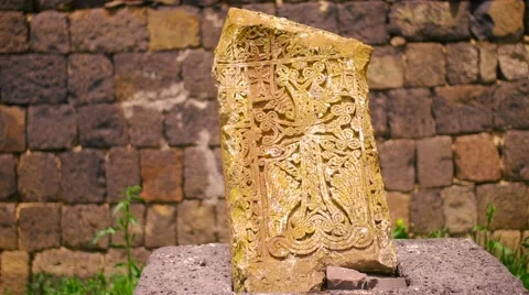 Ancient Cross on Stone Stock Footage 53202826