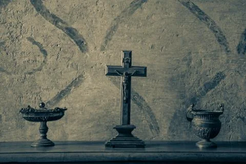 Ancient crucifix Stock Photos