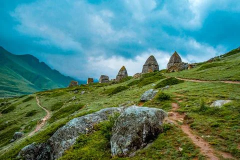 Ancient crypts in the mountains Stock Photos
