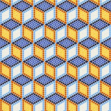 Ancient cube mosaic seamless pattern. Decorative antique stone ornament. Stock Illustration