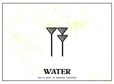 Ancient cuneiform for “Water” Stock Illustration