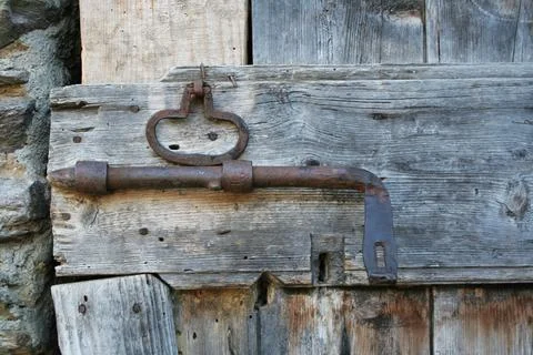 Ancient deadbolt door Stock Photos