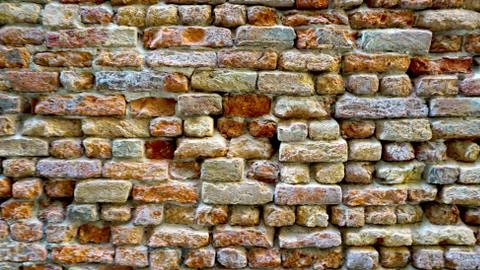 Ancient decay brick wall textures horizontal Stock Photos