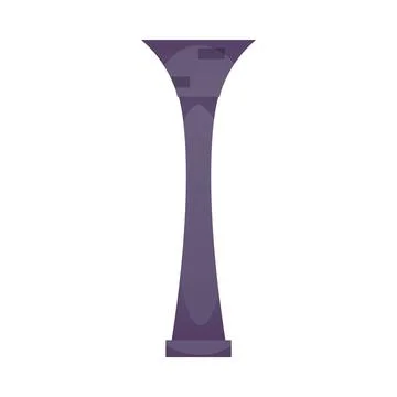 Ancient decorative column vector flat illustration. Stone pillar sculpture or Stock Illustration