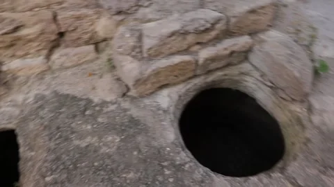 Ancient Deep Stone Water Well Inside Great Mardakan Fortress Video stock 338220818