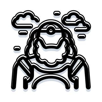Ancient deity figure with clouds and beard Stock Illustration