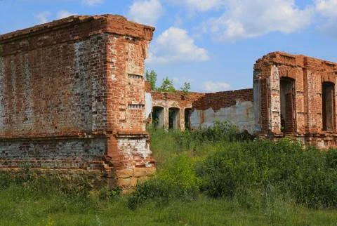Ancient destroyed brick building Stock Photos