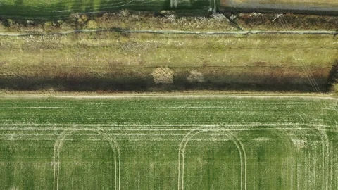 Ancient Devil's Dyke, Cambridge, 4K Drone Clip, 7-mile Earthwork, UK Stock Footage 231736688