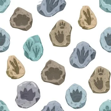 Ancient dinosaur footprints seamless pattern Stock Illustration
