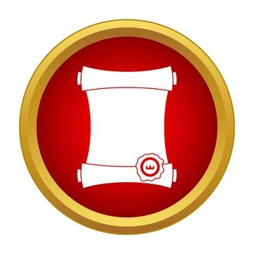 Ancient document scroll with wax seal and crown Stock Illustration
