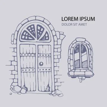 Ancient door Stockillustratie