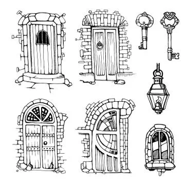 Ancient doors Stock Illustration
