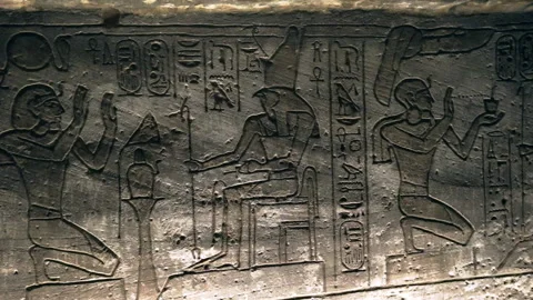 Ancient Drawings Inside The Abu Simbel Temple Stock Footage 205300599