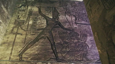 Ancient Drawings Inside The Abu Simbel Temple Stock Footage 205300616