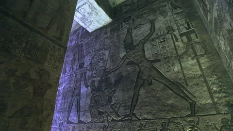 Ancient Drawings Inside The Abu Simbel Temple Stock Footage 205300624