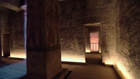 Ancient Drawings Inside The Abu Simbel Temple Stock Footage 205300769