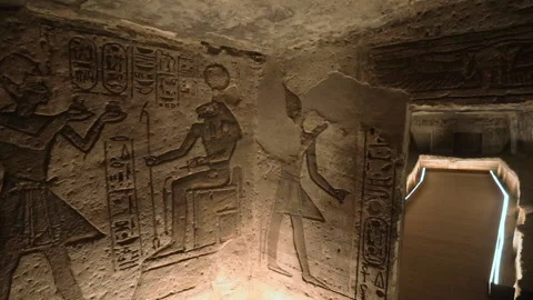 Ancient Drawings Inside The Abu Simbel Temple Stock Footage 205300912