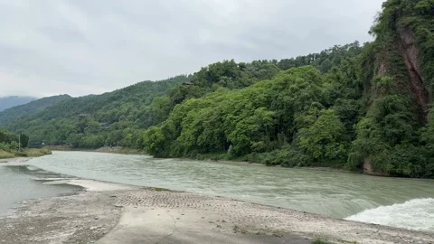 Ancient Dujiangyan Irrigation System Min River View Видео 334841343