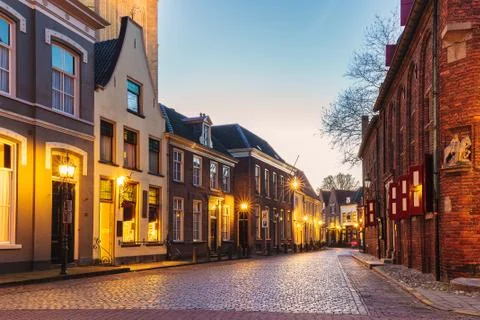 Ancient Dutch street in the city of Doesburg Stock Photos