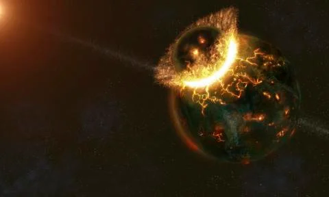 Ancient Earth Impact Stock Illustration